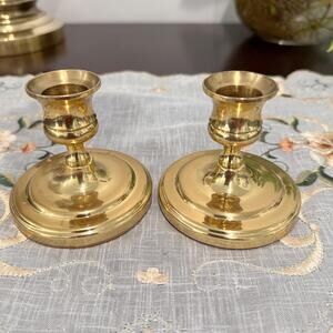 Baldwin Brass Candlestick Holders Pair Vintage 3 Inch Tall Candle Stands